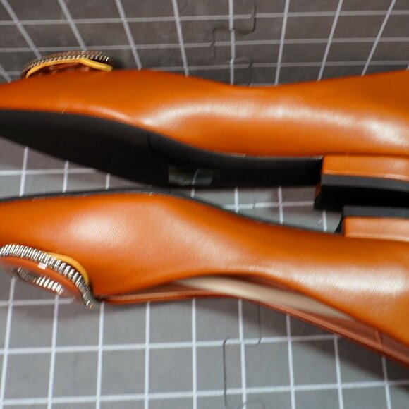 C Paravano Brown Leather Pointed Toe Slip On Classic Flats Shoes Size 5.5 - Picture 9 of 10